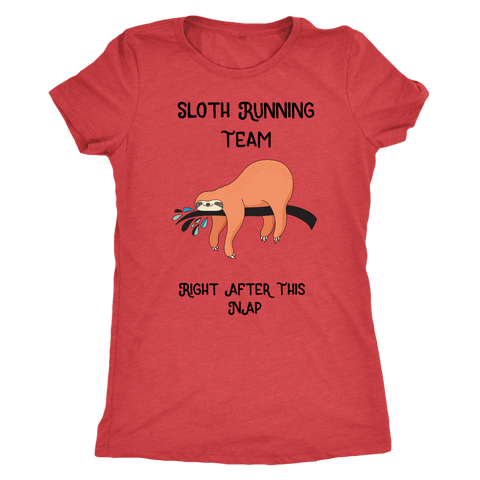 Image of Sloth Running Team T-shirt Next Level Womens Triblend Vintage Red S
