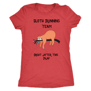 Sloth Running Team T-shirt Next Level Womens Triblend Vintage Red S
