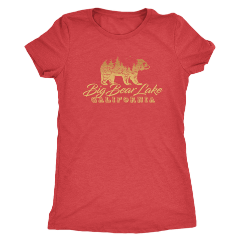 Image of Big Bear Lake California V.2, Womens, Gold T-shirt Next Level Womens Triblend Vintage Red S