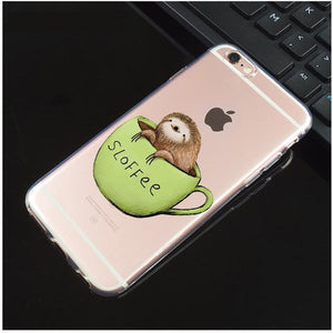 Sloth Soft TPU Silicone Case Sloffee For iphone 7 