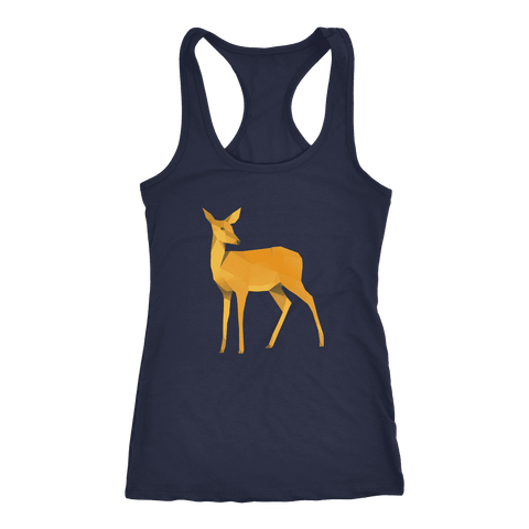 Image of Polygonal Doe T-shirt Next Level Racerback Tank Navy XS