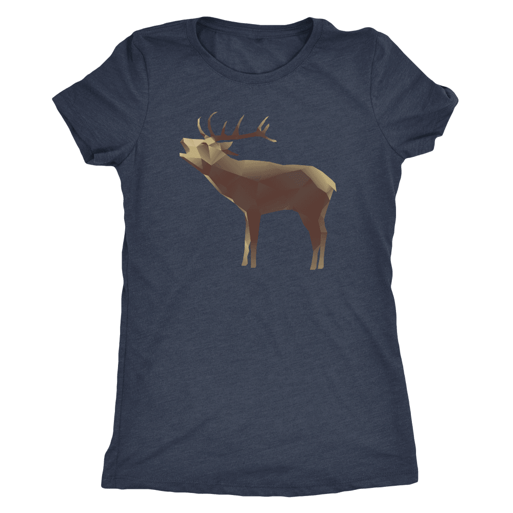 Large Polygonaly Deer T-shirt Next Level Womens Triblend Vintage Navy S