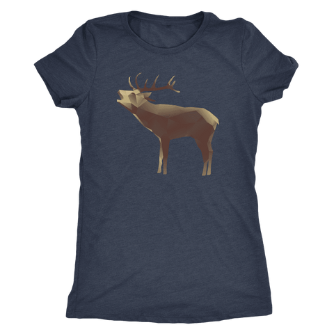 Image of Large Polygonaly Deer T-shirt Next Level Womens Triblend Vintage Navy S