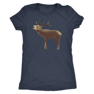 Large Polygonaly Deer T-shirt Next Level Womens Triblend Vintage Navy S
