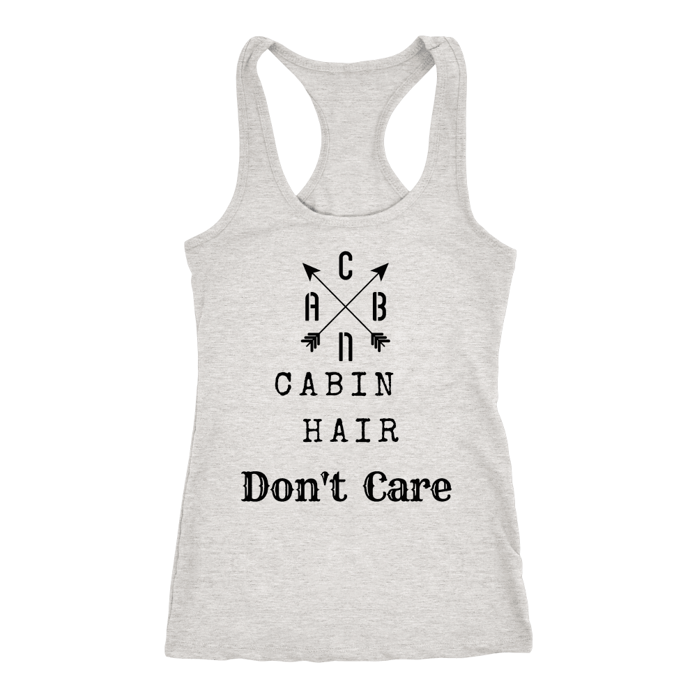 CABN, Cabin Hair, Don't Care T-shirt Next Level Racerback Tank Heather Grey XS