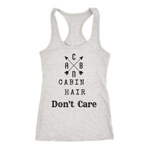 CABN, Cabin Hair, Don't Care T-shirt Next Level Racerback Tank Heather Grey XS