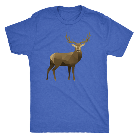 Image of Real Polygonal Deer T-shirt Next Level Mens Triblend Vintage Royal S