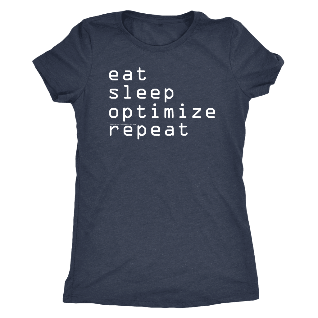eat, sleep, optimize, repeat T-shirt Next Level Womens Triblend Vintage Navy S