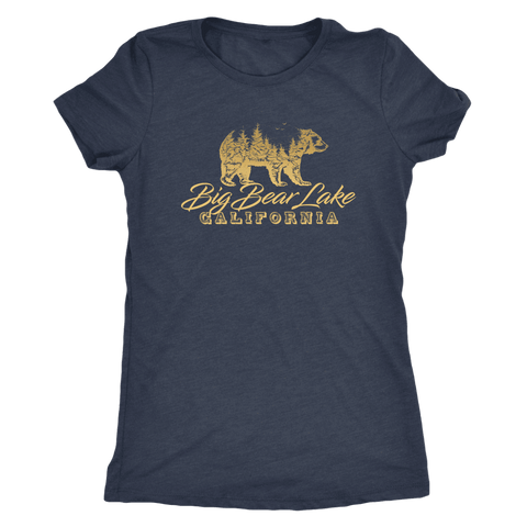 Image of Big Bear Lake California V.2, Womens, Gold T-shirt Next Level Womens Triblend Vintage Navy S