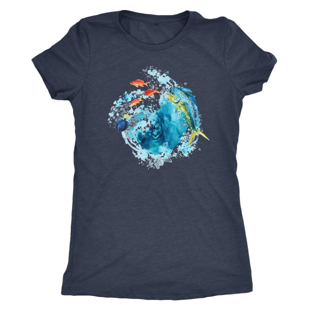 Dorado Fish T-shirt Next Level Womens Triblend Vintage Navy S