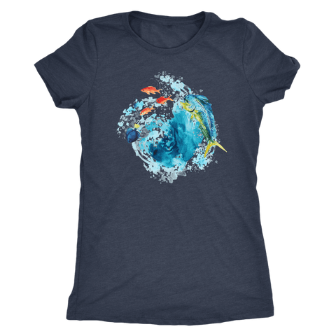 Image of Dorado Fish T-shirt Next Level Womens Triblend Vintage Navy S