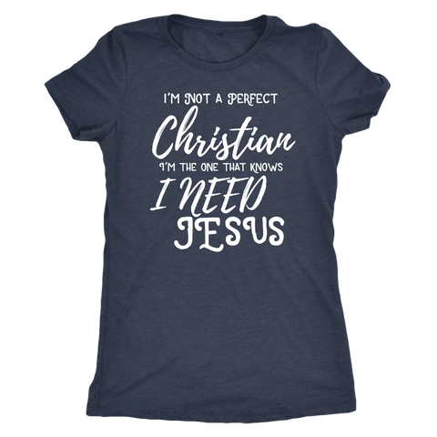 Image of Not A Perfect Christian, Shirts T-shirt Next Level Womens Triblend Vintage Navy S