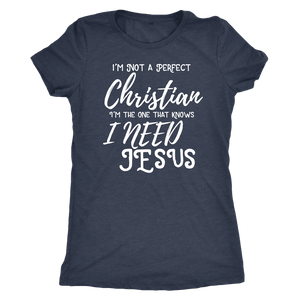 Not A Perfect Christian, Shirts T-shirt Next Level Womens Triblend Vintage Navy S