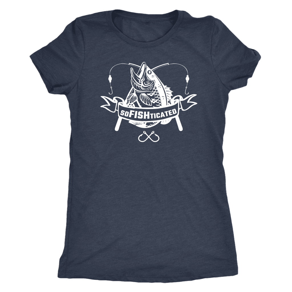 soFISHticated Womens White T-shirt Next Level Womens Triblend Vintage Navy S