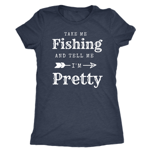 Take Me Fishing T-shirt Next Level Womens Triblend Vintage Navy S