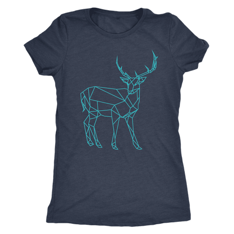 Image of Geometric Deer Womens Shirt T-shirt Next Level Womens Triblend Vintage Navy S