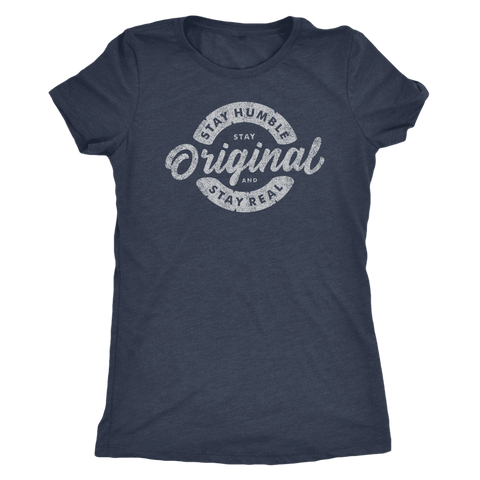 Image of Stay Real, Stay Original Womens T-shirt Next Level Womens Triblend Vintage Navy S