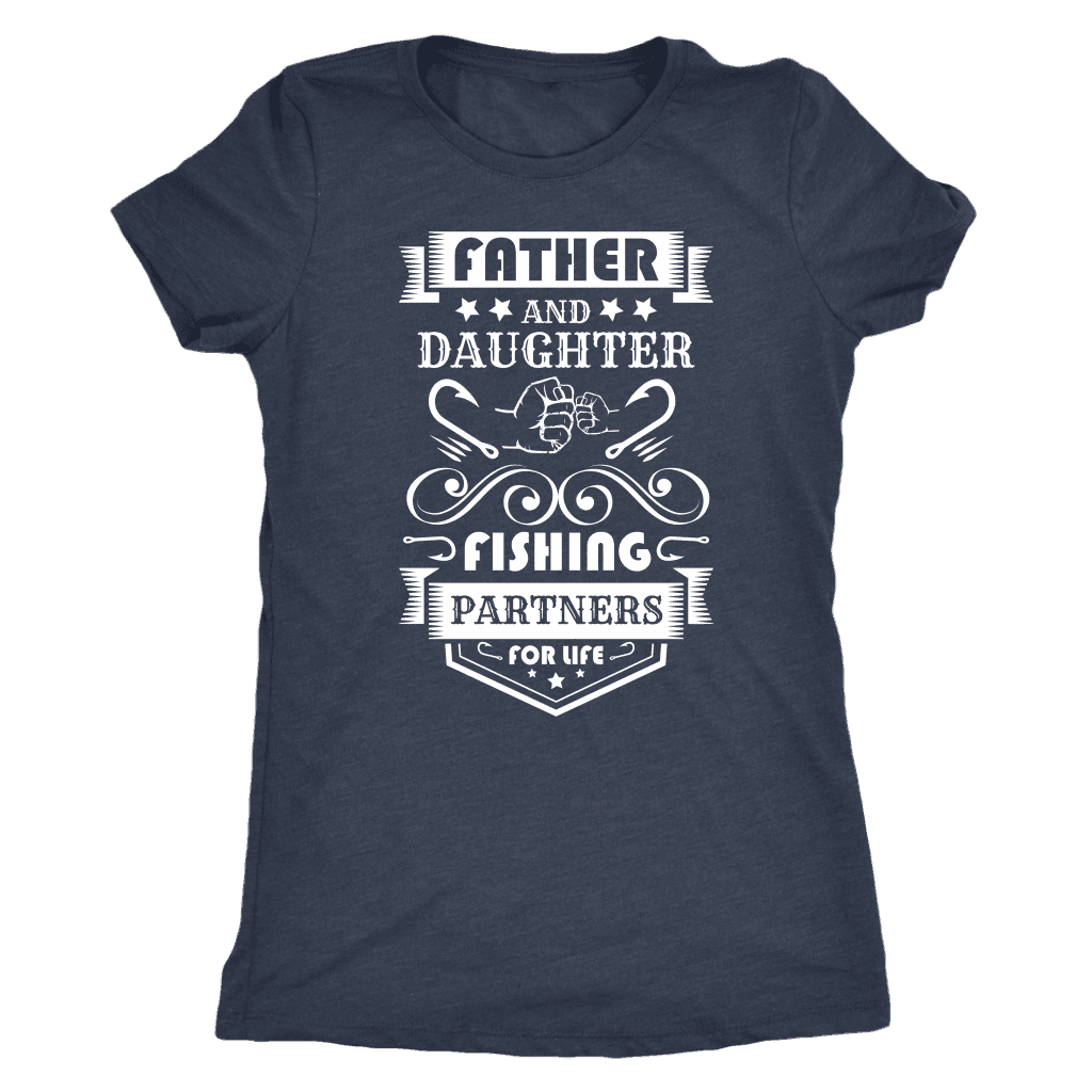 Father and Daughter Fishing Partners T-shirt Next Level Womens Triblend Vintage Navy S