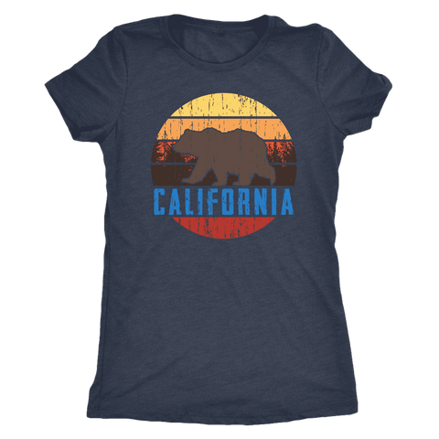 Image of Big Bear California Shirt V.1, Womens Shirts T-shirt Next Level Womens Triblend Vintage Navy S