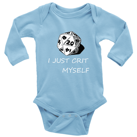 Image of I Just Crit Myself Onsies T-shirt Long Sleeve Baby Bodysuit Light Blue NB