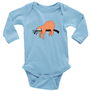 Sleepy Sloth Onsies T-shirt Long Sleeve Baby Bodysuit Light Blue NB