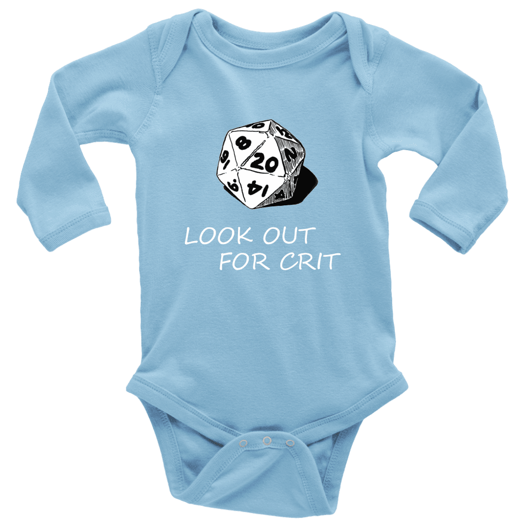 Look Out For Crit Onesies T-shirt Long Sleeve Baby Bodysuit Light Blue NB