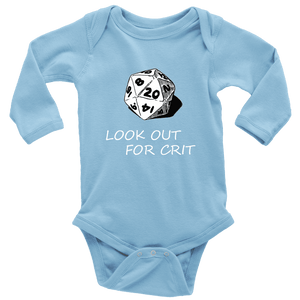 Look Out For Crit Onesies T-shirt Long Sleeve Baby Bodysuit Light Blue NB
