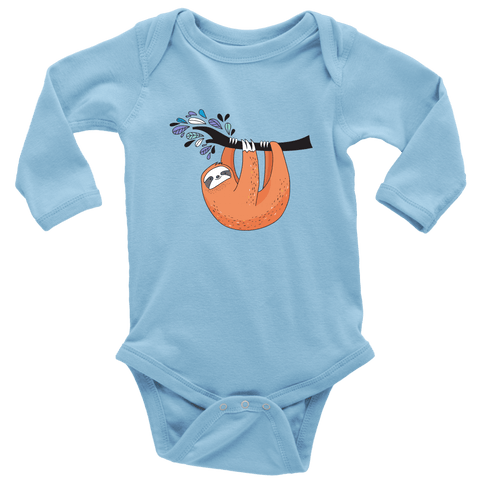 Image of Just Hanging Onsies T-shirt Long Sleeve Baby Bodysuit Light Blue NB
