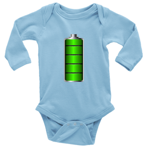 Fully Charged Onsies T-shirt Long Sleeve Baby Bodysuit Light Blue NB
