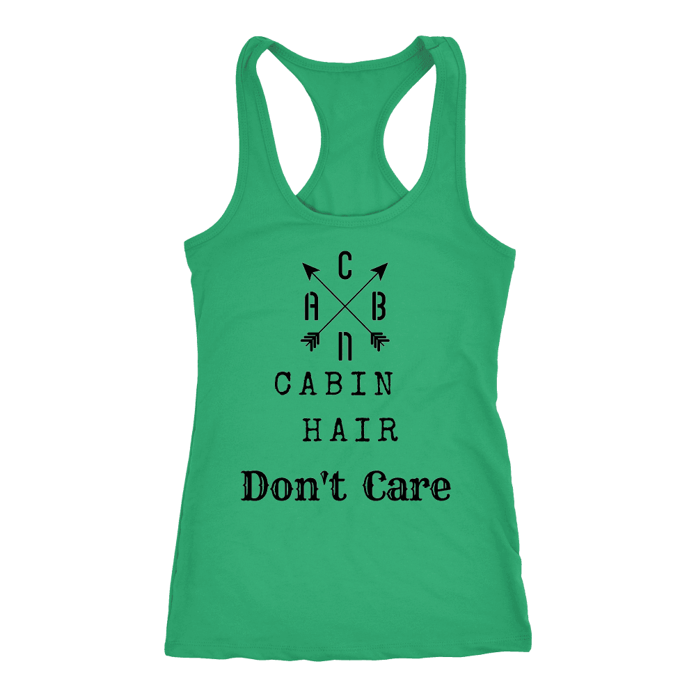 CABN, Cabin Hair, Don't Care T-shirt Next Level Racerback Tank Kelly XS