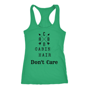 CABN, Cabin Hair, Don't Care T-shirt Next Level Racerback Tank Kelly XS