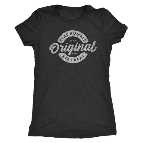 Image of Stay Real, Stay Original Womens T-shirt Next Level Womens Triblend Vintage Black S