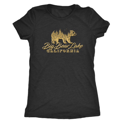 Image of Big Bear Lake California V.2, Womens, Gold T-shirt Next Level Womens Triblend Vintage Black S