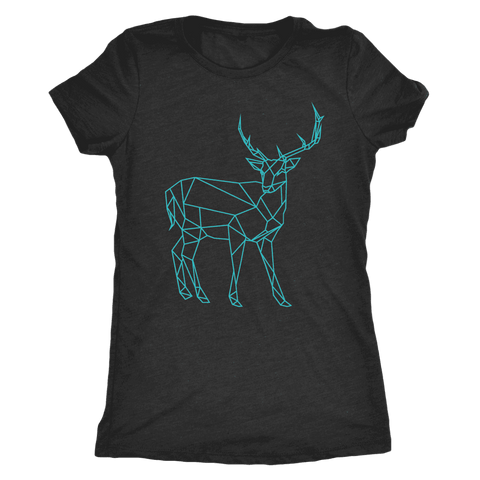 Image of Geometric Deer Womens Shirt T-shirt Next Level Womens Triblend Vintage Black S