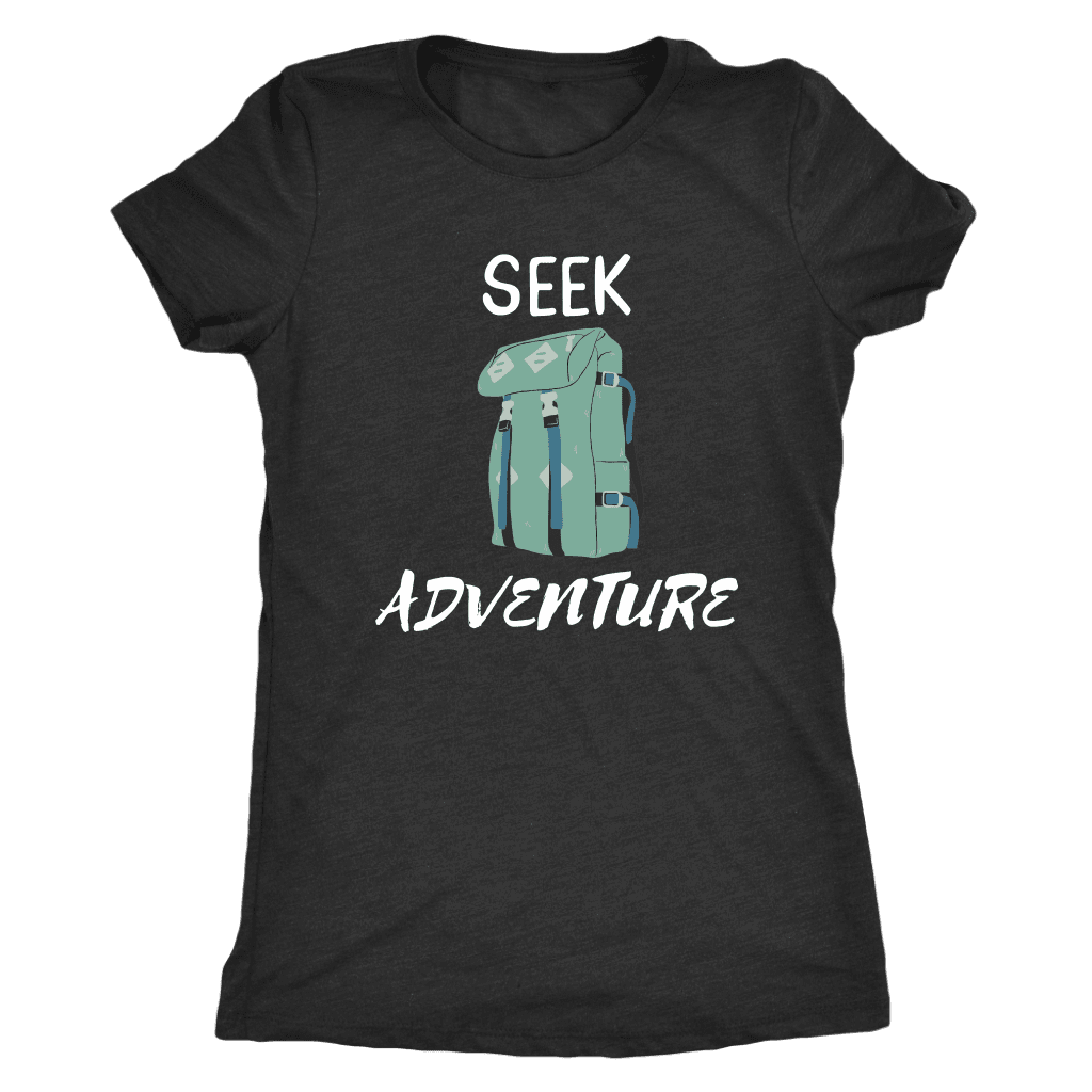 Seek Adventure with Backpack (Womens) T-shirt Next Level Womens Triblend Vintage Black S