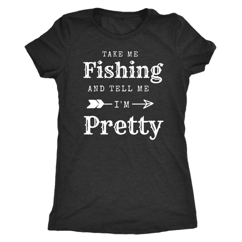 Image of Take Me Fishing T-shirt Next Level Womens Triblend Vintage Black S