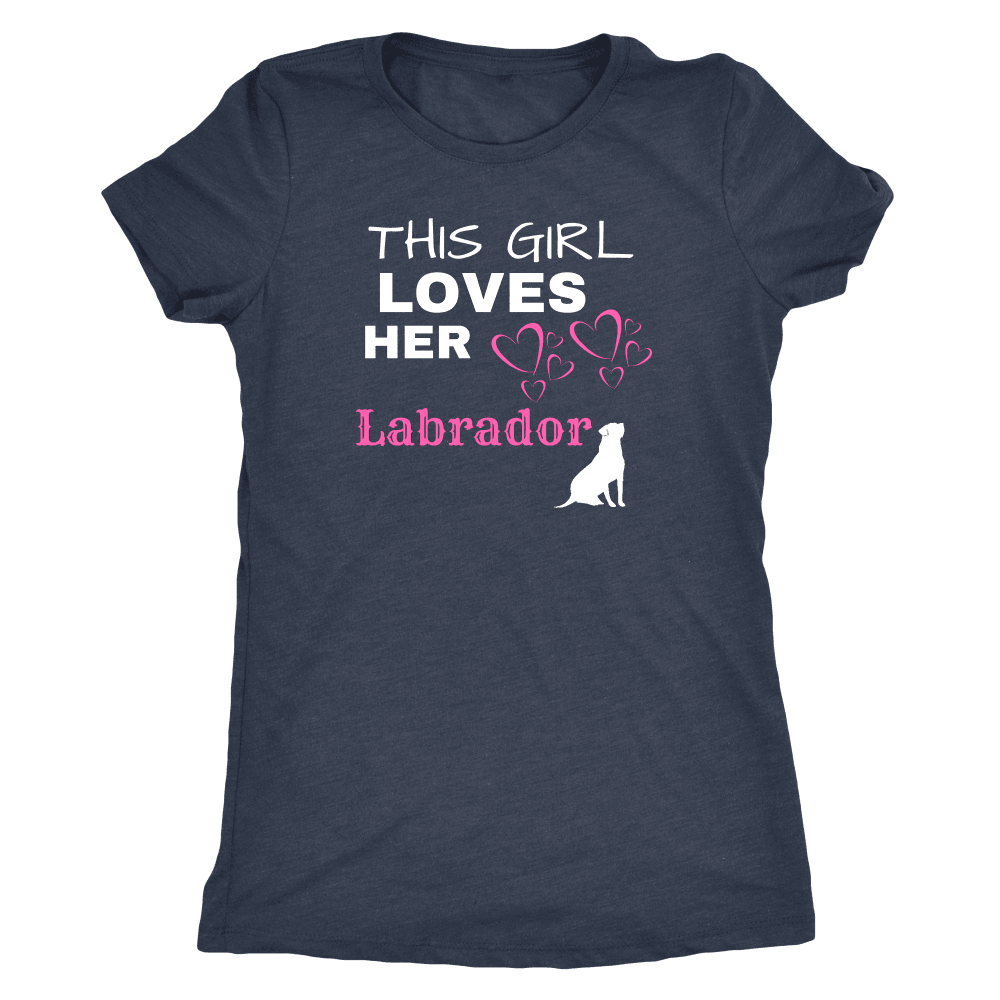 This Girl Loves Her Lab T-shirt Next Level Womens Triblend Vintage Navy S