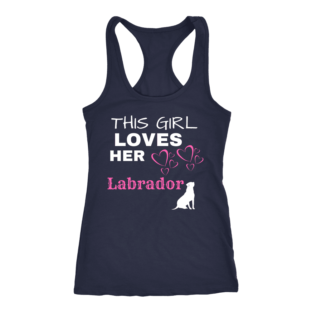 This Girl Loves Her Lab T-shirt Next Level Racerback Tank Navy XS