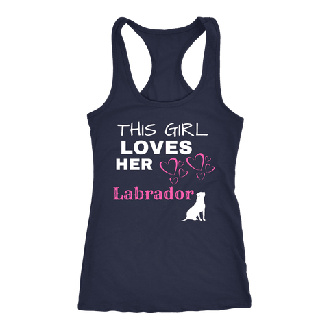 Image of This Girl Loves Her Lab T-shirt Next Level Racerback Tank Navy XS