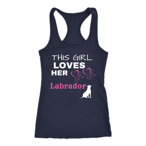 This Girl Loves Her Lab T-shirt Next Level Racerback Tank Navy XS