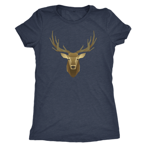 Image of Deer Portrait, Real T-shirt Next Level Womens Triblend Vintage Navy S