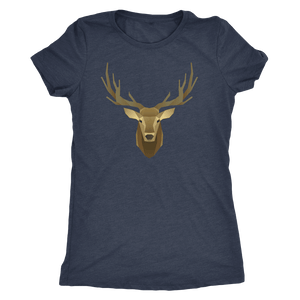 Deer Portrait, Real T-shirt Next Level Womens Triblend Vintage Navy S