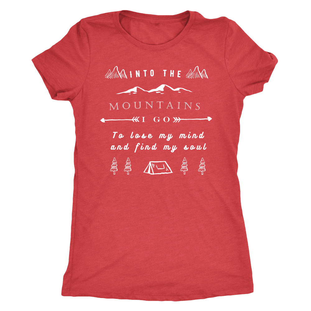 Into the Mountains I Go T-shirt Next Level Womens Triblend Vintage Red S