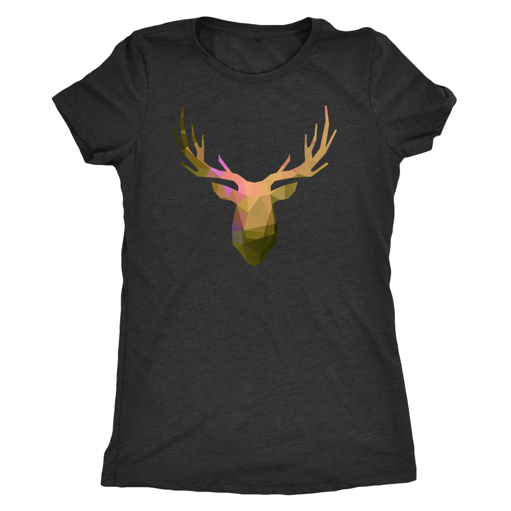 Deer Polygonal 2 T-shirt Next Level Womens Triblend Vintage Black S