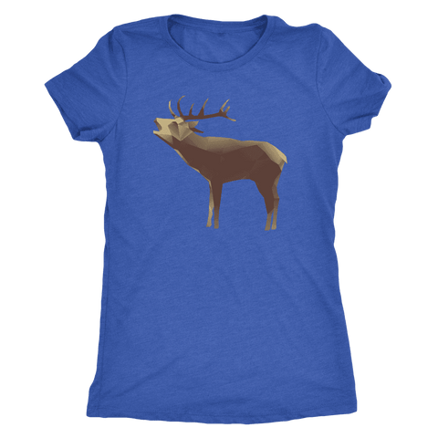 Image of Large Polygonaly Deer T-shirt Next Level Womens Triblend Vintage Royal S