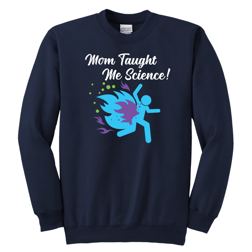 Funny "Mom Taught Me Science" Kids T-Shirts T-shirt Youth Crewneck Sweatshirt Navy XS