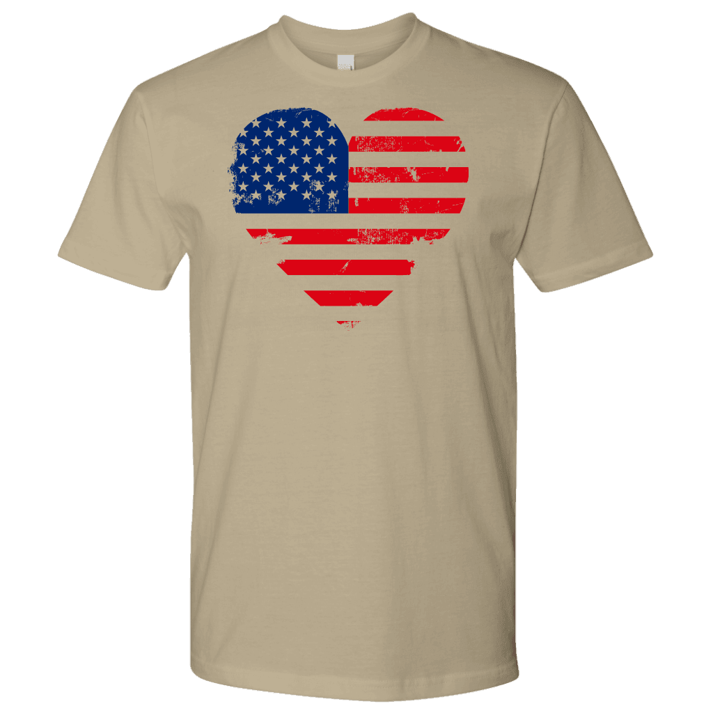 Love America Men's Shirts, White T-shirt Next Level Mens Shirt Sand S