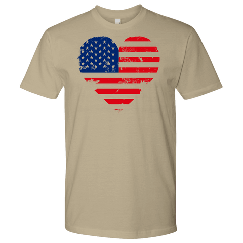 Image of Love America Men's Shirts, White T-shirt Next Level Mens Shirt Sand S
