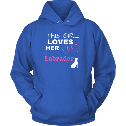 Image of This Girl Loves Her Lab T-shirt Unisex Hoodie Royal Blue S