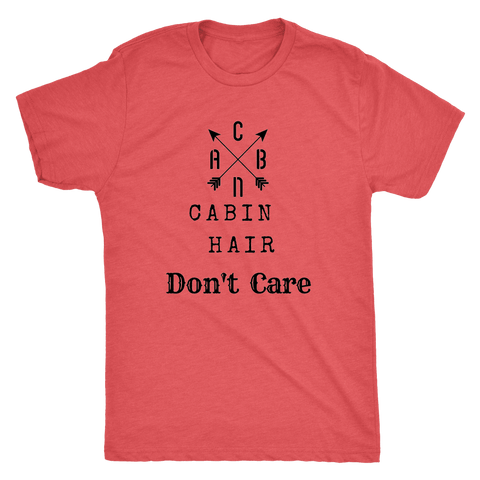 Image of CABN, Cabin Hair, Don't Care T-shirt Next Level Mens Triblend Vintage Red S